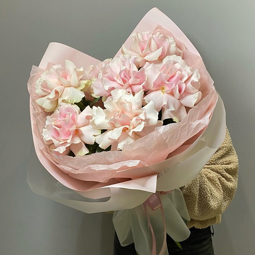 VLSHBN FLOWERS STATE Монобукет из нежных французских роз Пинк Мондиаль – фото 1