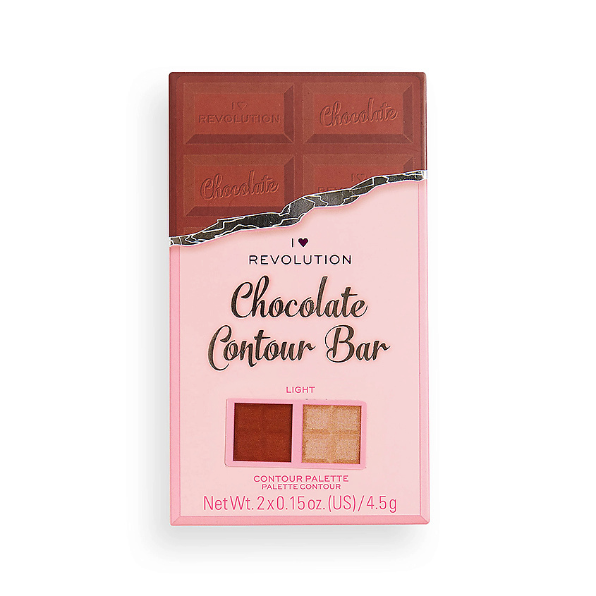 I HEART REVOLUTION Палетка для контурирования: бронзер и хайлайтер CHOCOLATE CONTOUR BAR, Light, 9 г – фото 1