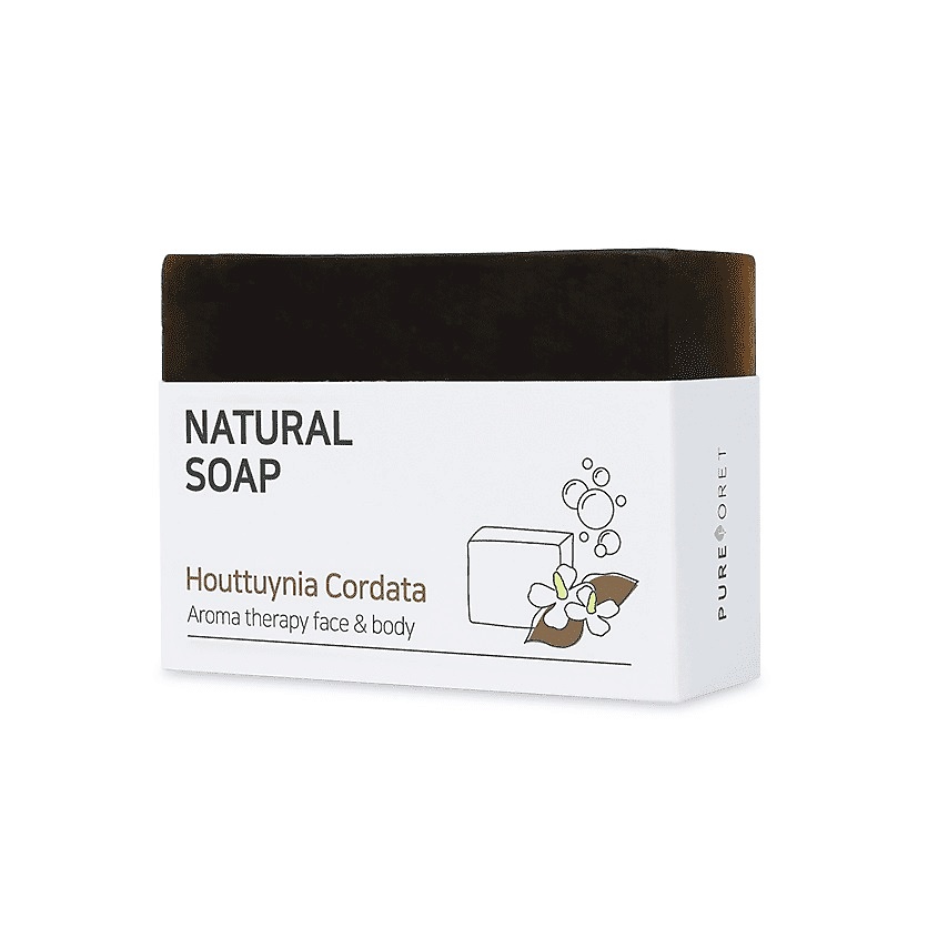 PUREFORET Мыло твёрдое с хауттюйнией сердцевидной Natural Soap Houttuynia Cordata – фото 1