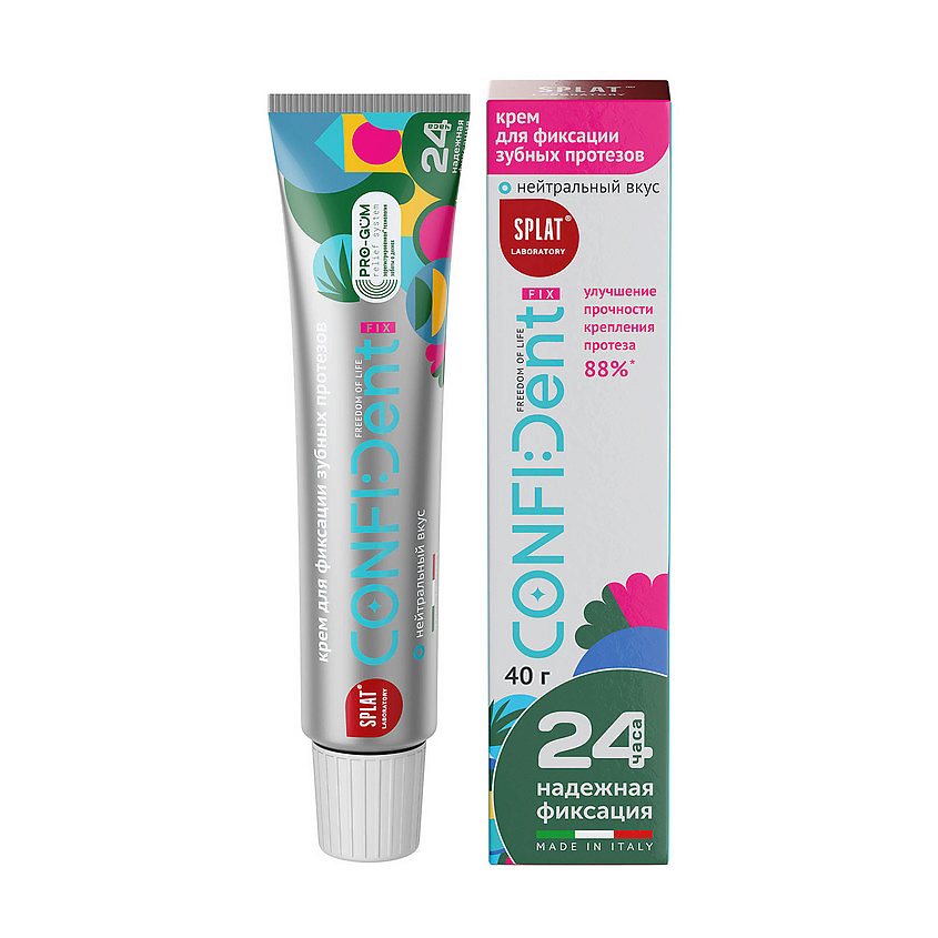 SPLAT Крем для всесторонней фиксации зубных протезов с нейтральным вкусом Confident Fix – фото 1