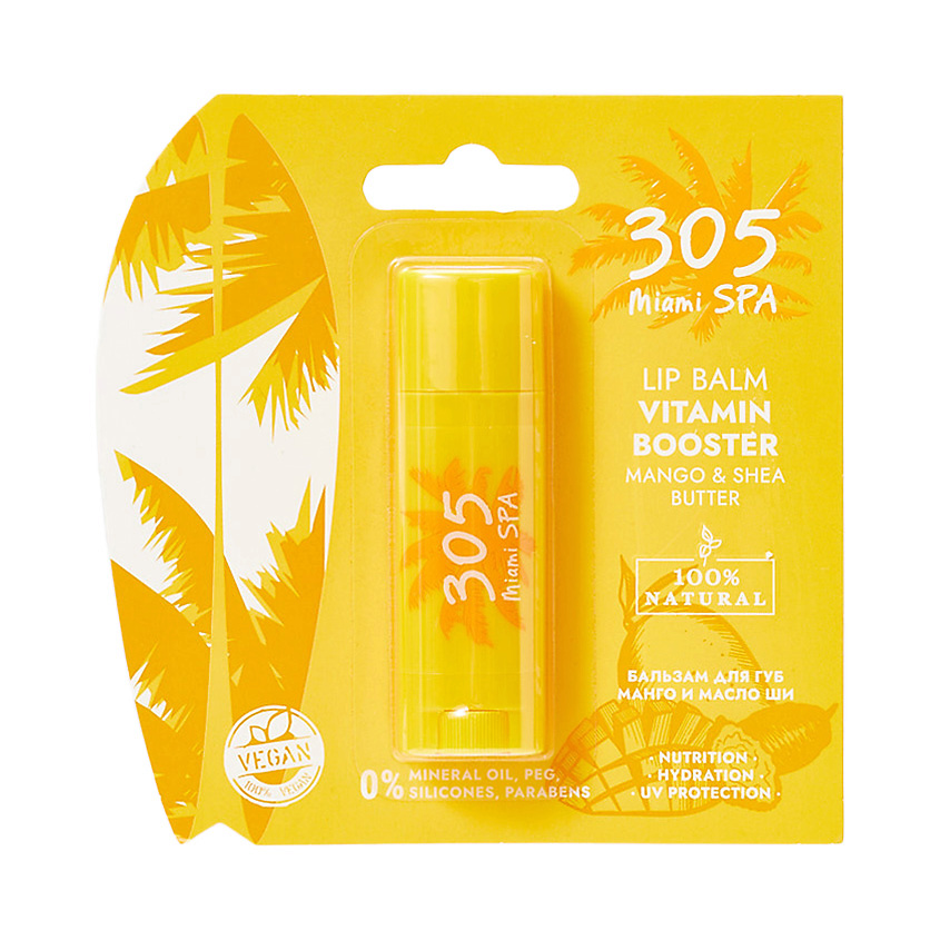 305 MIAMI SPA Бальзам для губ «Манго И Масло Ши» Lip Balm Vitamin Booster Mango & Shea Butter – фото 1