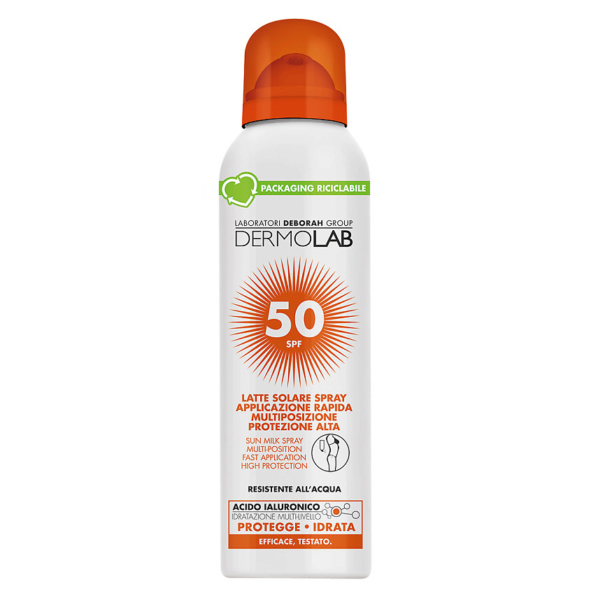 DERMOLAB Солнцезащитное молочко-спрей для лица и тела Sun Milk Spray Multi-Position Fast Application High Protection Spf 50 – фото 1
