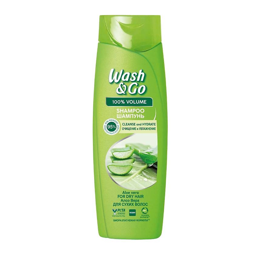 WASH&GO Шампунь Очищение и увлажнение. Алоэ вера. Для сухих волос Shampoo With Aloe Vera Extract For Dry Hair – фото 2