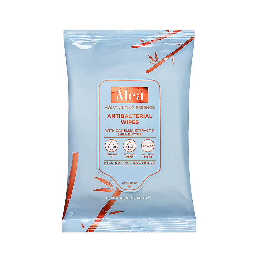 MEA Салфетки влажные антибактериальные с экстрактом камелии и маслом ши Moisturizing Essence – фото 1