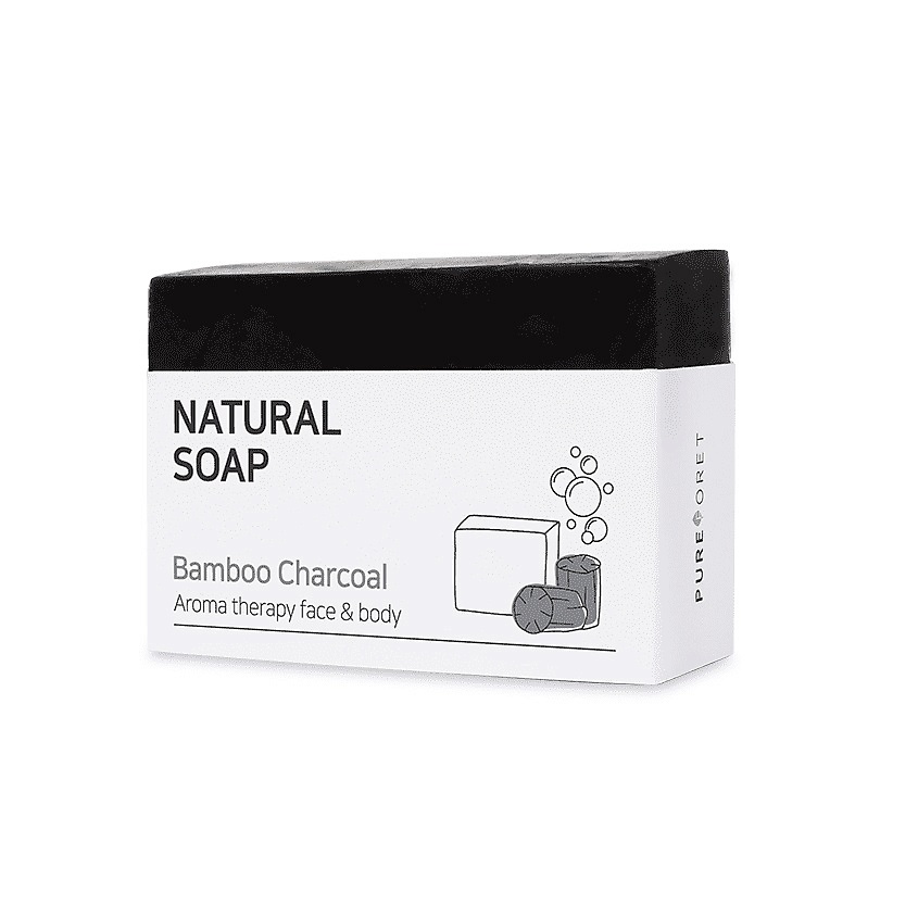 PUREFORET Мыло твёрдое с бамбуковым углём Natural Soap Bamboo Charcoal – фото 1