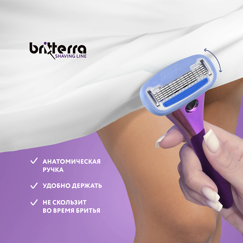 BRITTERRA Бритва женская 5 лезвий, 1 запасная кассета, настенный держатель и футляр для бритвы – фото 4