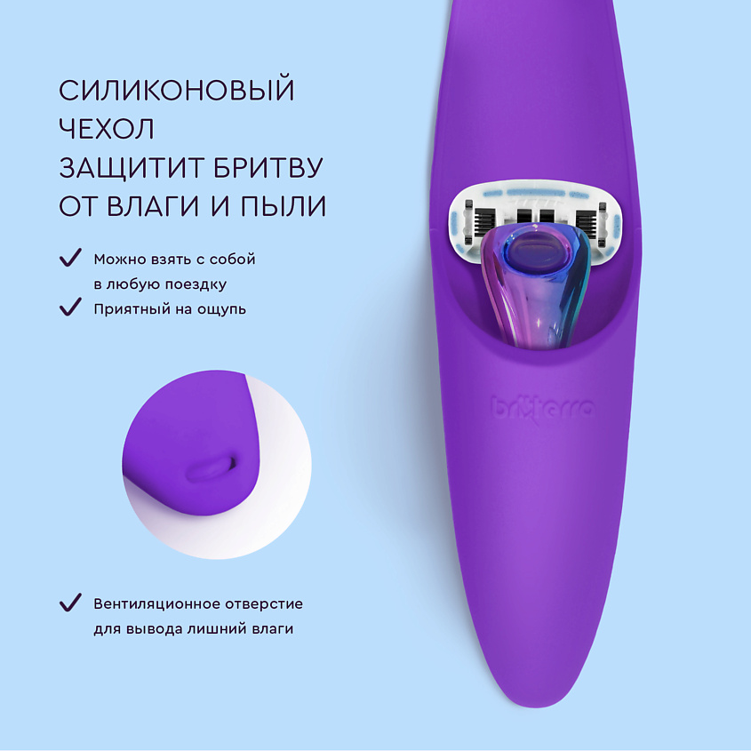 BRITTERRA Бритва женская 5 лезвий, 1 запасная кассета, настенный держатель и футляр для бритвы – фото 2
