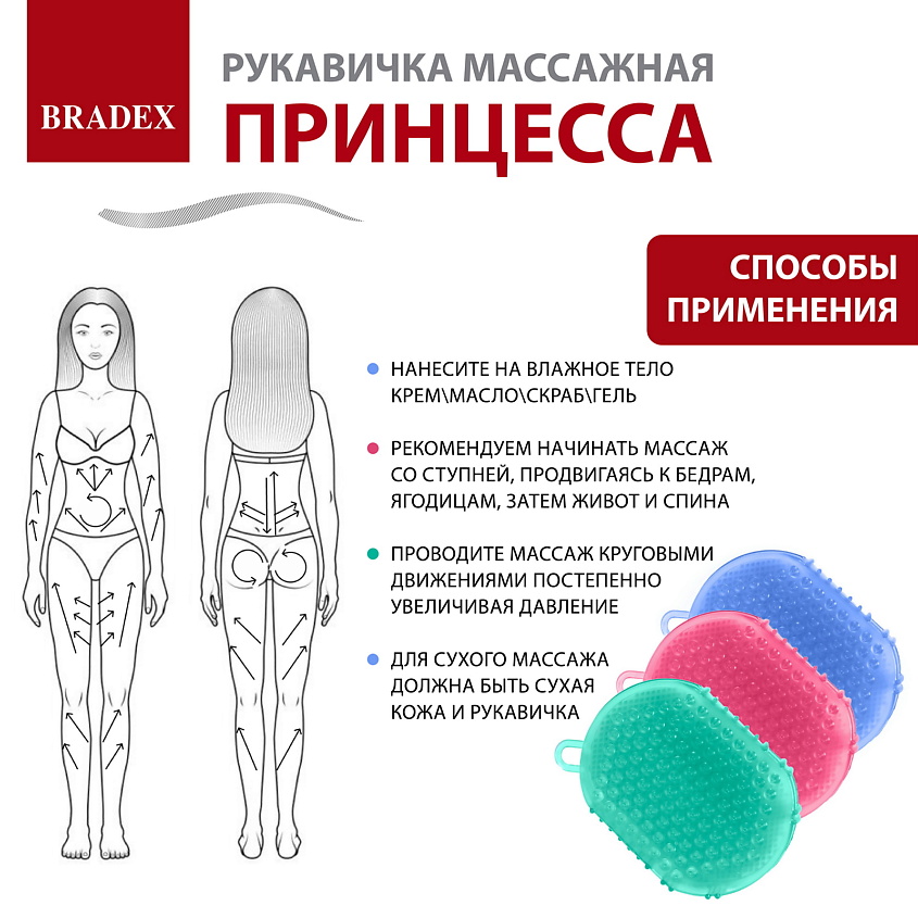 BRADEX Рукавичка массажная «ПРИНЦЕССА» из полимерных материалов – фото 10