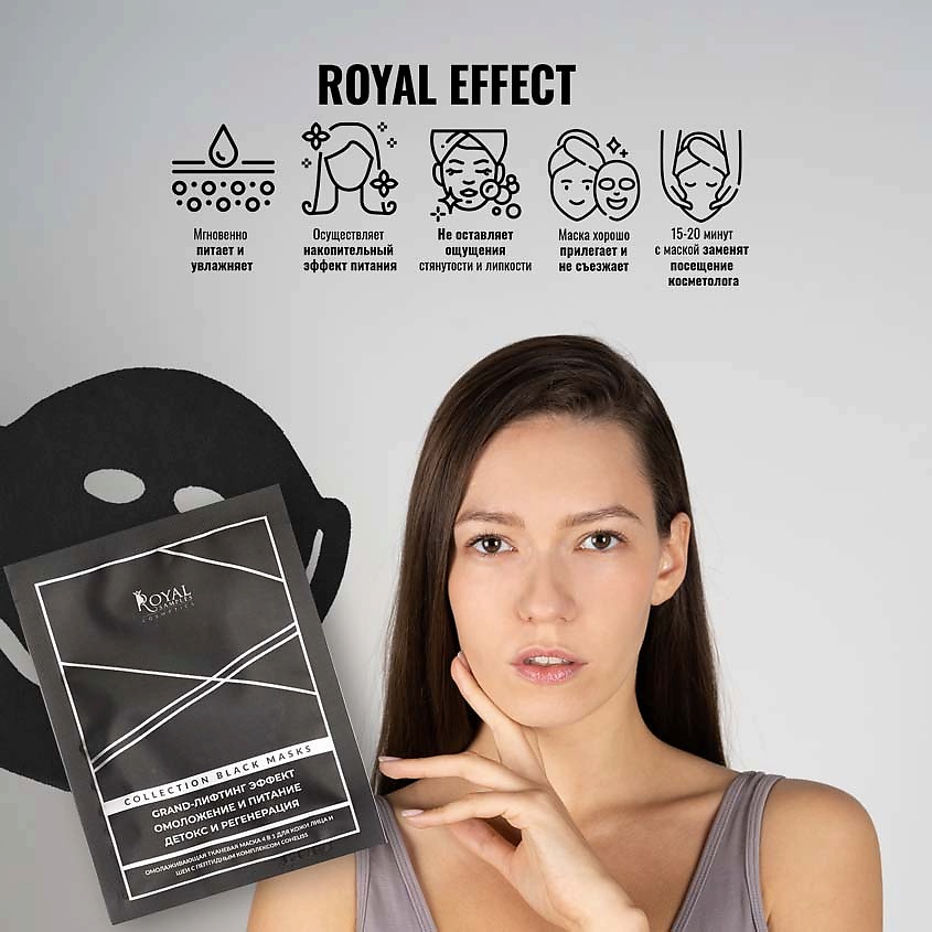 ROYAL SAMPLES Омолаживающая маска 4в1 для лица и шеи с пептидным комплексом Coheliss – фото 2