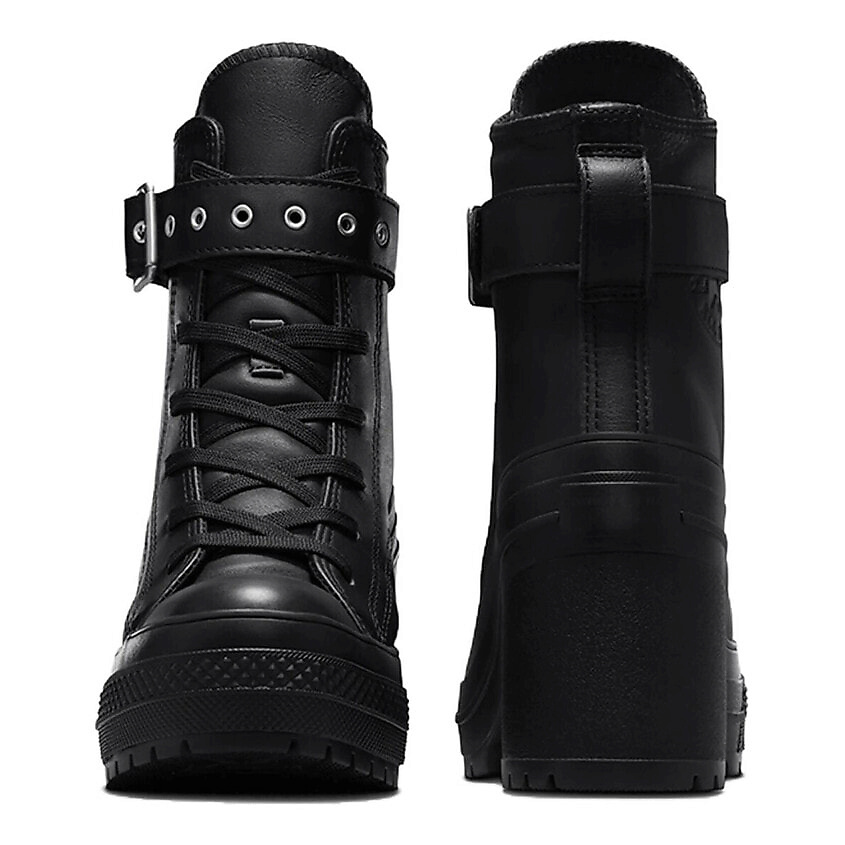 CONVERSE Кроссовки Chuck 70 De Luxe Heel Leather High Buckle Triple Black Womens – фото 8