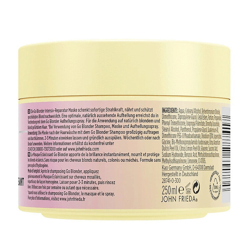 JOHN FRIEDA Осветляющая маска для блондинок Go Blonder Intensive Repair  – фото 4