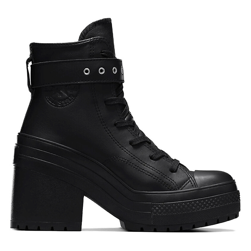 CONVERSE Кроссовки Chuck 70 De Luxe Heel Leather High Buckle Triple Black Womens – фото 6