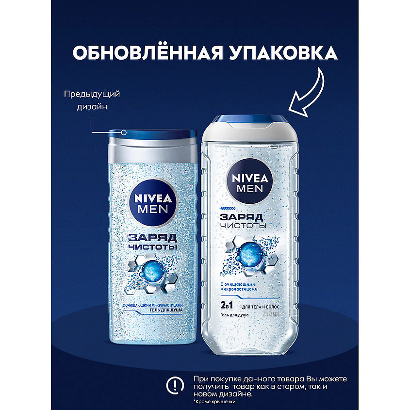 NIVEA Гель для душа мужской "Заряд чистоты" 2 в 1 для тела и волос Men – фото 6