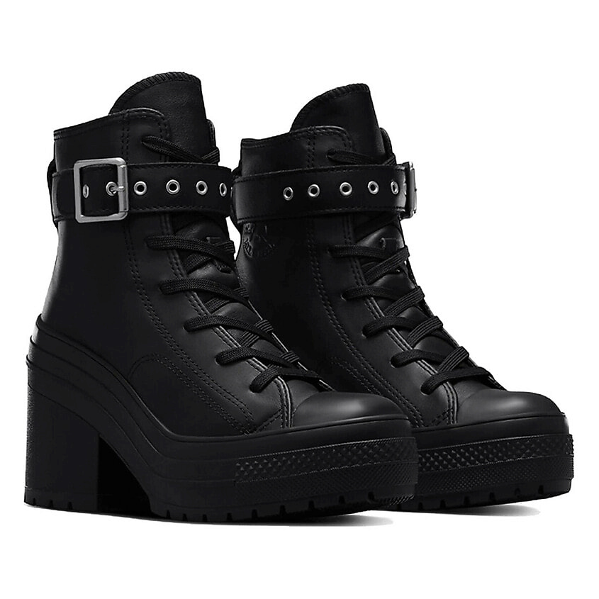 CONVERSE Кроссовки Chuck 70 De Luxe Heel Leather High Buckle Triple Black Womens – фото 5