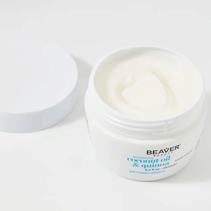 BEAVER Увлажняющая маска для волос Coconut Oil& quinoa Mask, для сухих, пористых,окрашенных – фото 4