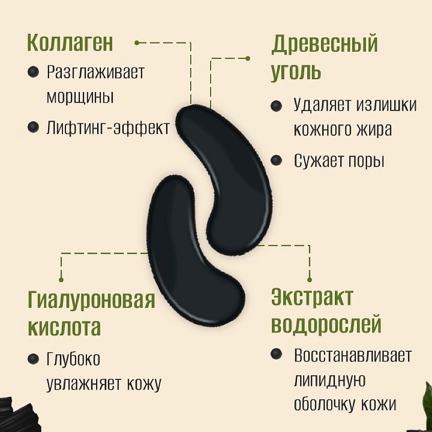 CLARETTE Коллагеновые патчи для глаз с древесным углем – фото 2