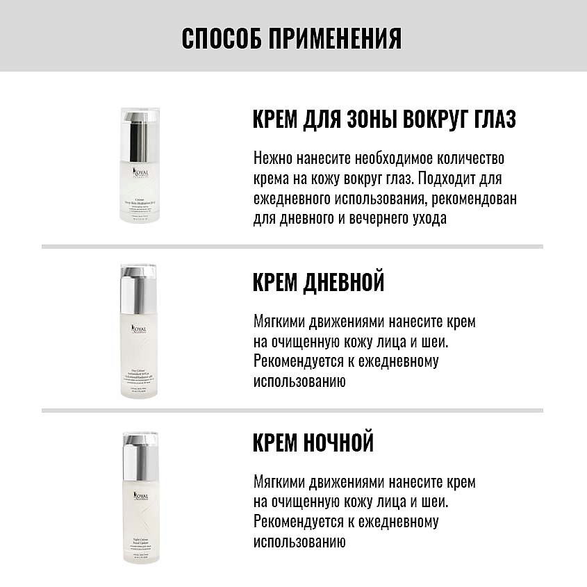 ROYAL SAMPLES Косметический набор Ideal Face крем для лица дневной +крем ночной +крем для век – фото 3