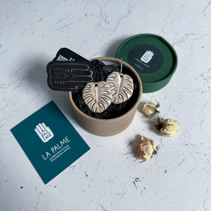 LA PALME ARTISAN CERAMICA Серьги Монстера – фото 4