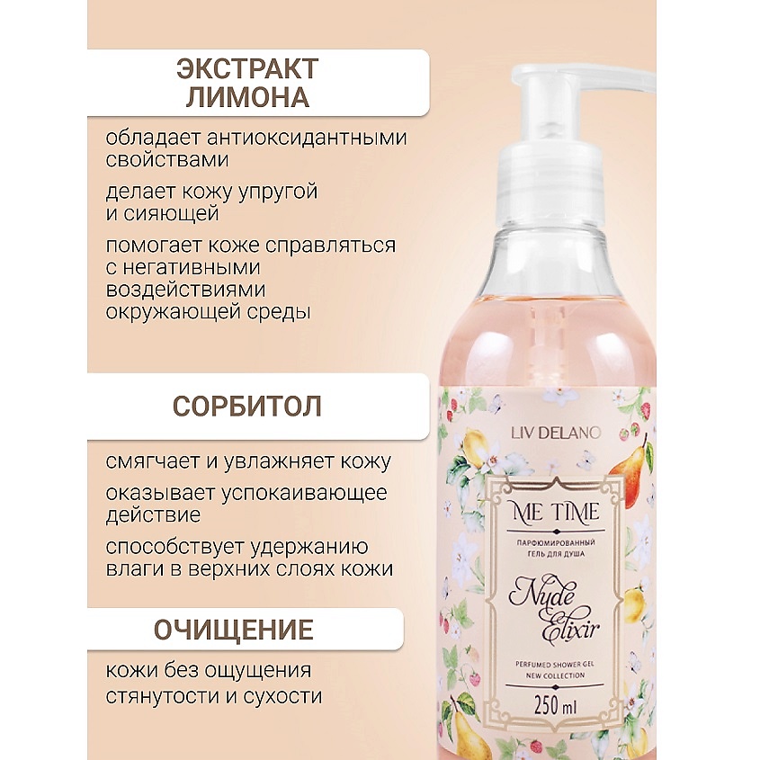 LIV DELANO Гель для душа парфюмированный  Nude Elixir ME TIME – фото 2