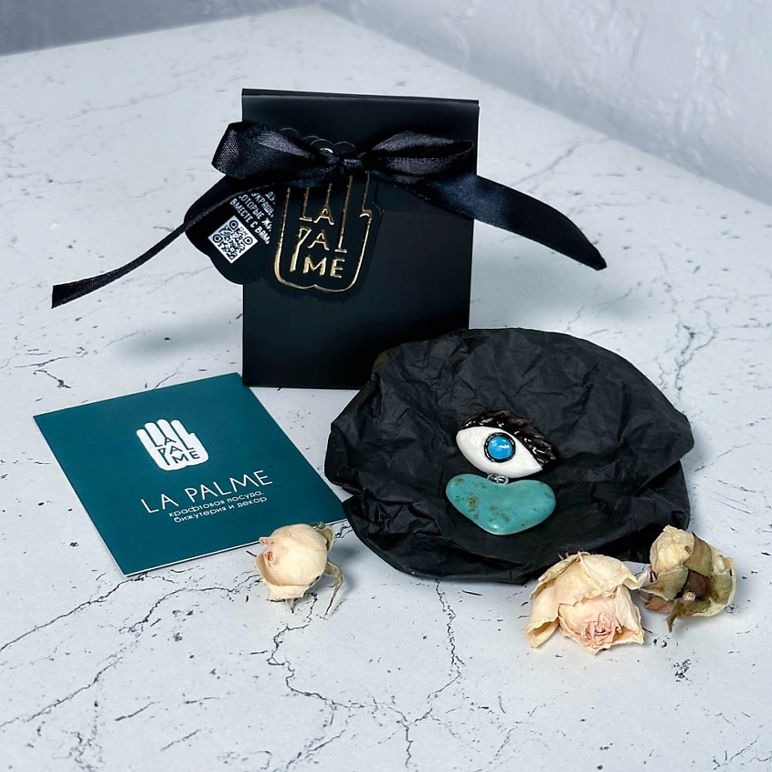 LA PALME ARTISAN CERAMICA Брошь авторская Восхищаюсь и Люблю глаз и сердце Л – фото 5