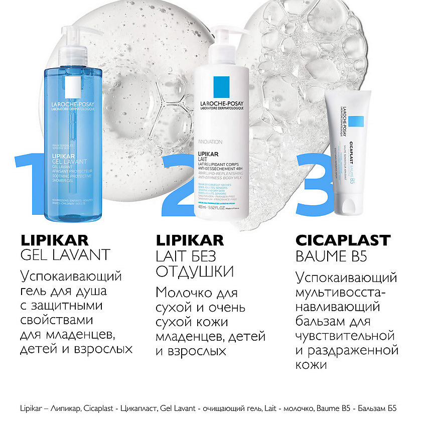 LA ROCHE-POSAY Lipikar Gel Lavant Успокаивающий очищающий гель для душа с защитными свойствами для чувствительной кожи детей и взрослых с ниацинамидом и маслом ши – фото 5