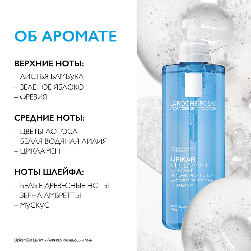 LA ROCHE-POSAY Lipikar Gel Lavant Успокаивающий очищающий гель для душа с защитными свойствами для чувствительной кожи детей и взрослых с ниацинамидом и маслом ши – фото 4