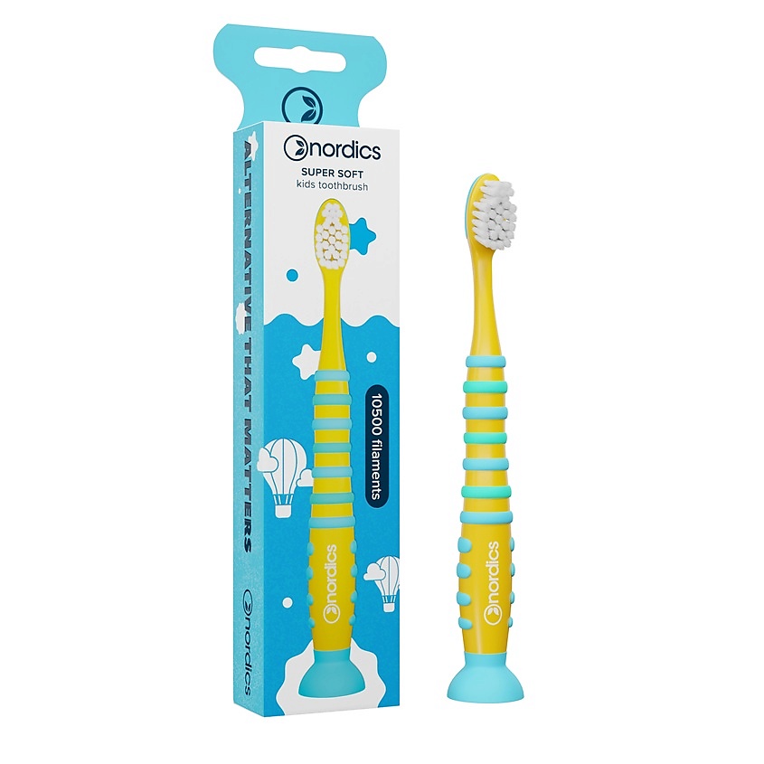 NORDICS Зубная щетка детская очень мягкая желтая Super Soft Kids Toothbrush – фото 2