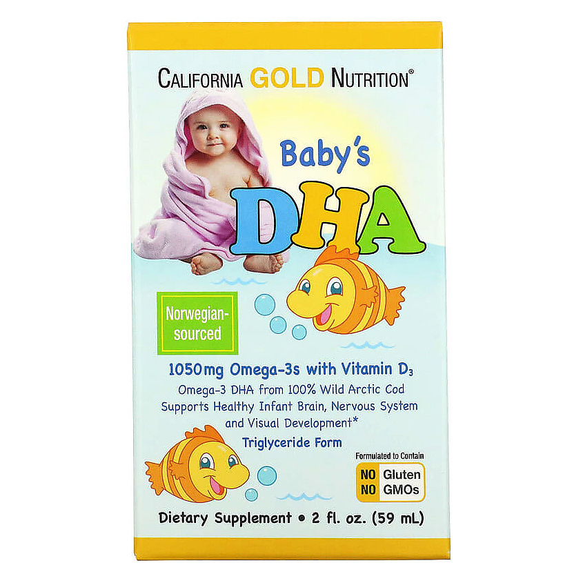 CALIFORNIA GOLD NUTRITION ДГК для детей омега-3 с витамином D3 1050 мг Baby'S Dha – фото 1