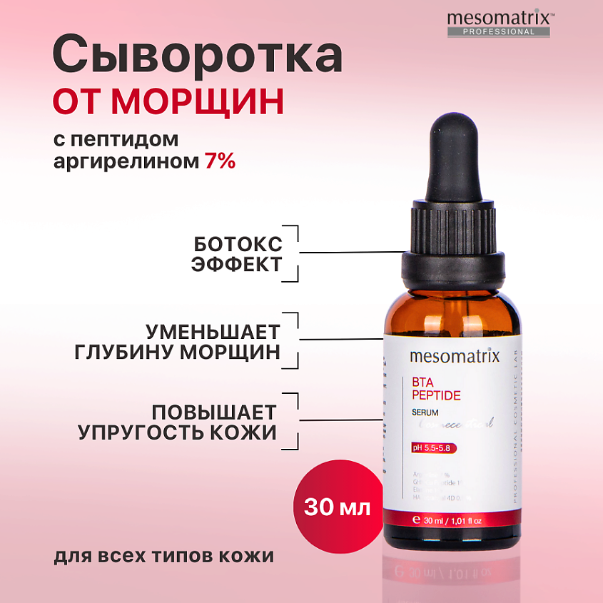 MESOMATRIX Антивозрастная сыворотка для лица и век с пептидом - миорелаксантом BTA PEPTIDE – фото 1