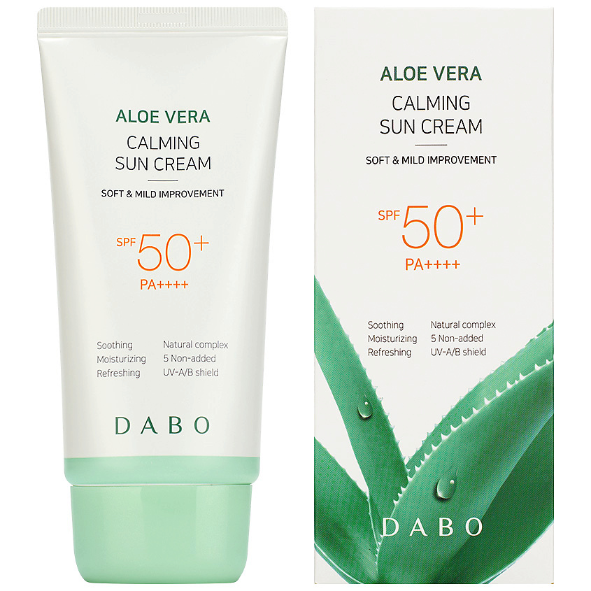 DABO Крем для лица солнцезащитный успокаивающий с алоэ вера SPF50+ PA+++ Aloe Vera Calming Sun Cream – фото 1