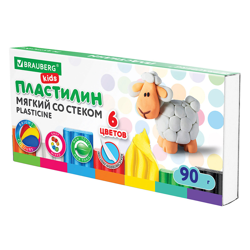 BRAUBERG Пластилин мягкий восковой KIDS – фото 1