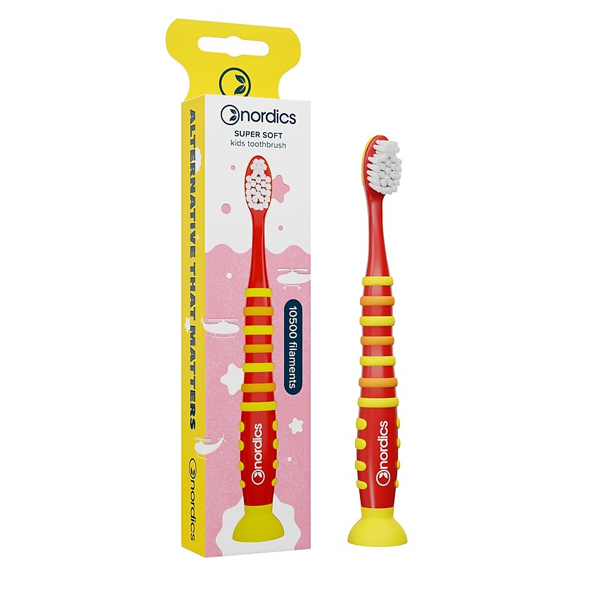 NORDICS Зубная щетка детская очень мягкая желтая Super Soft Kids Toothbrush – фото 2