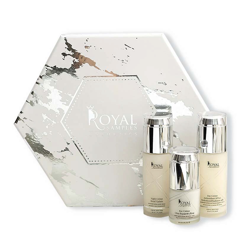 ROYAL SAMPLES Косметический набор Ideal Face крем для лица дневной +крем ночной +крем для век – фото 1