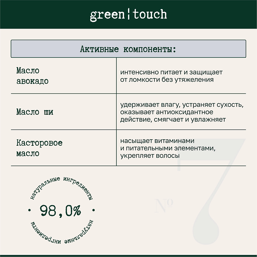 GREEN TOUCH Бальзам для сухих волос с маслом авокадо – фото 2