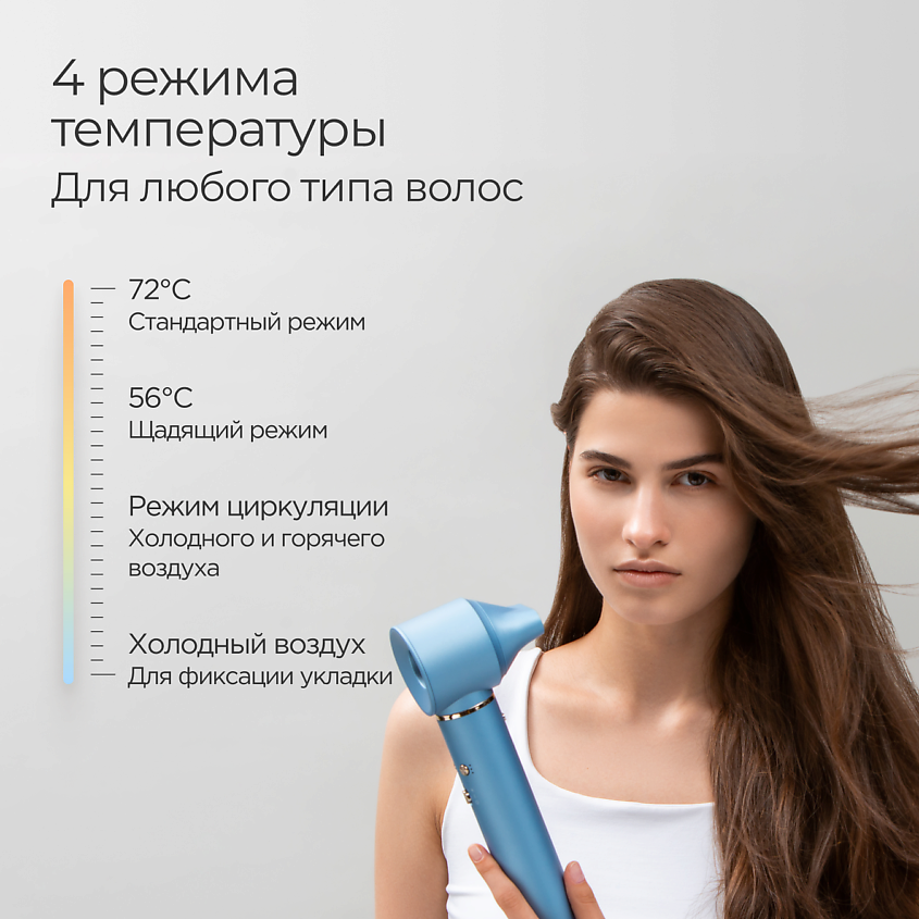ZOFFT Профессиональный фен-стайлер для волос Essential (S300) + сумка, Голубой – фото 9
