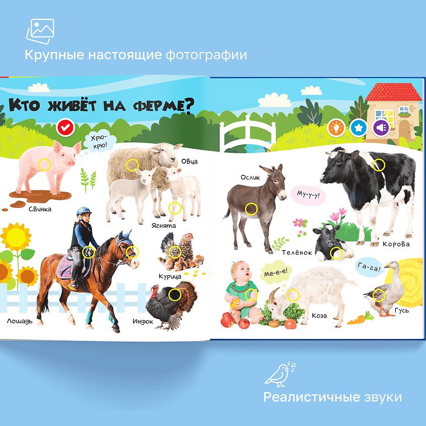 BERTTOYS Говорящая интерактивная книга для детей Животные – фото 9