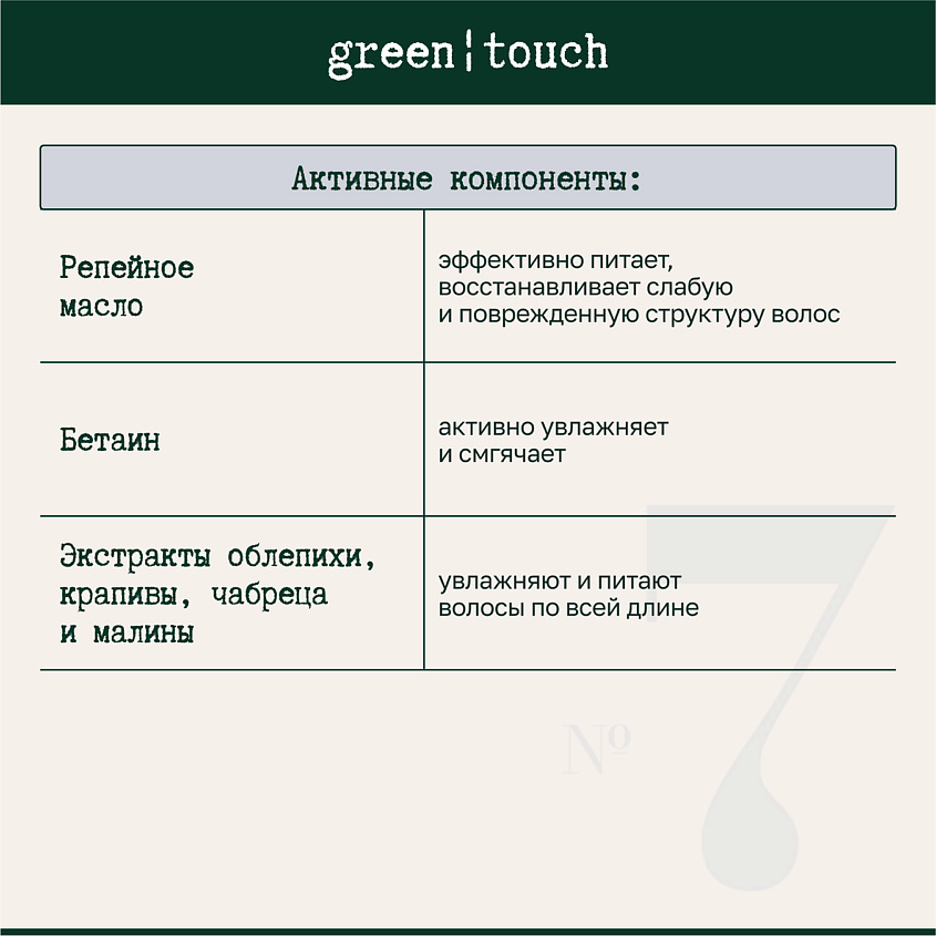 GREEN TOUCH Бальзам для сухих волос с маслом авокадо – фото 3