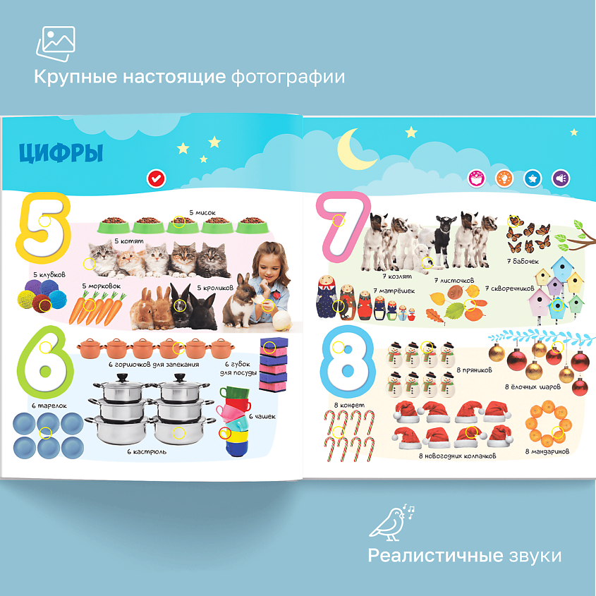 BERTTOYS Большая Говорящая Музыкальная Книга Нажималка Первые знания – фото 7