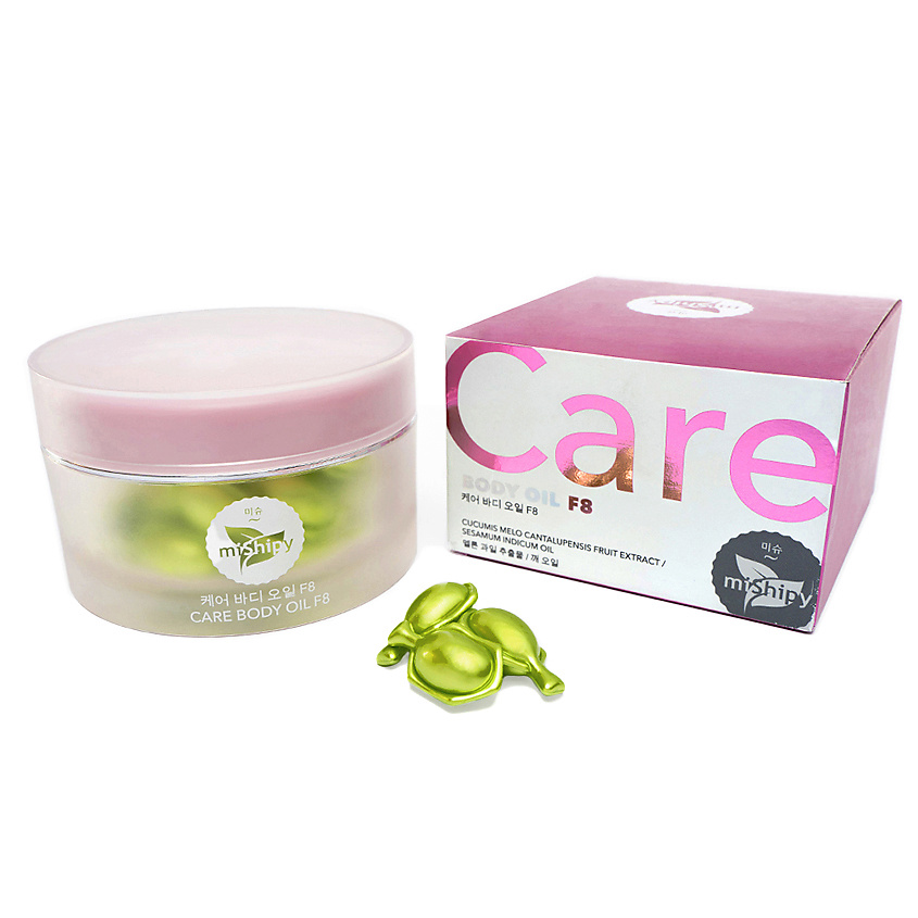 MISHIPY CARE BODY OIL F8. Увлажняющая сыворотка в капсулах для кожи тела, шеи и зоны декольте – фото 1
