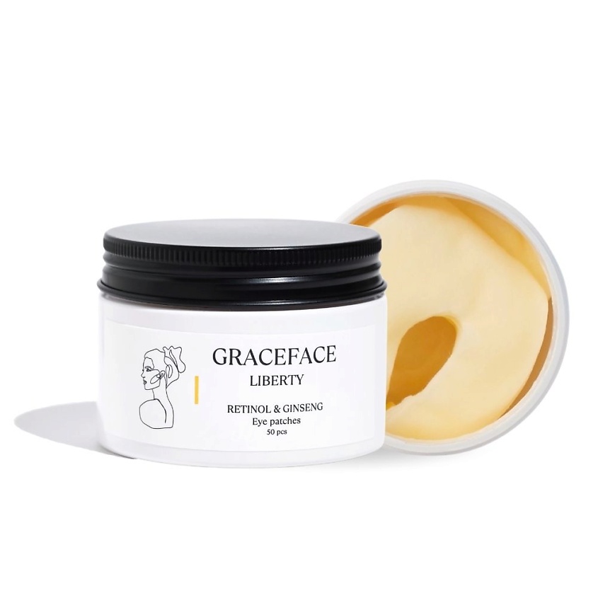 GRACE FACE Патчи тканевые для глаз с ретинолом и женьшенем от отеков и мешков – фото 1