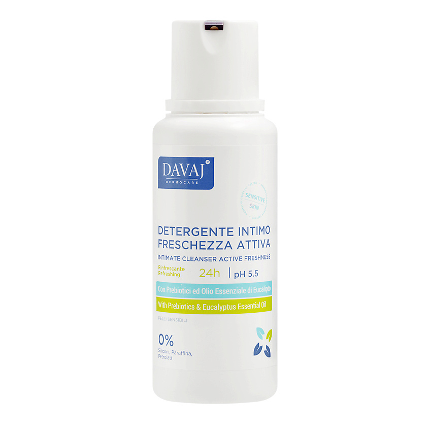DAVAJ Средство для интимной гигиены 24ч с пребиотиками и маслом эвкалипта Intimate Cleanser Active Freshness – фото 1