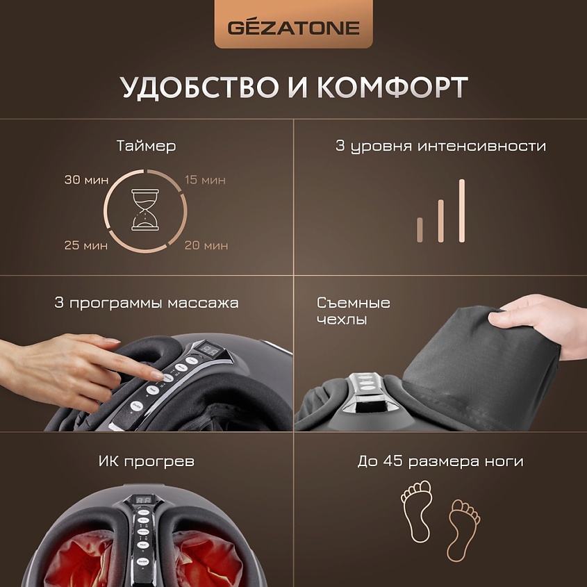 GEZATONE Массажер для ног электрический лимфодренажный AMG714 – фото 5