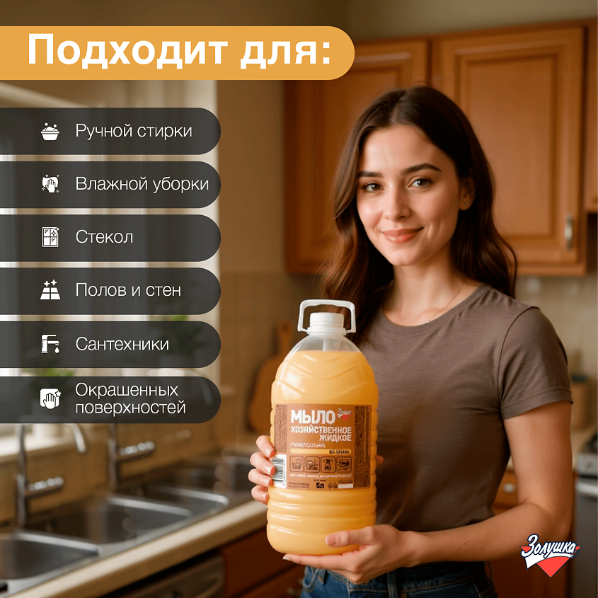 ЗОЛУШКА Мыло хозяйственное жидкое универсальное – фото 3