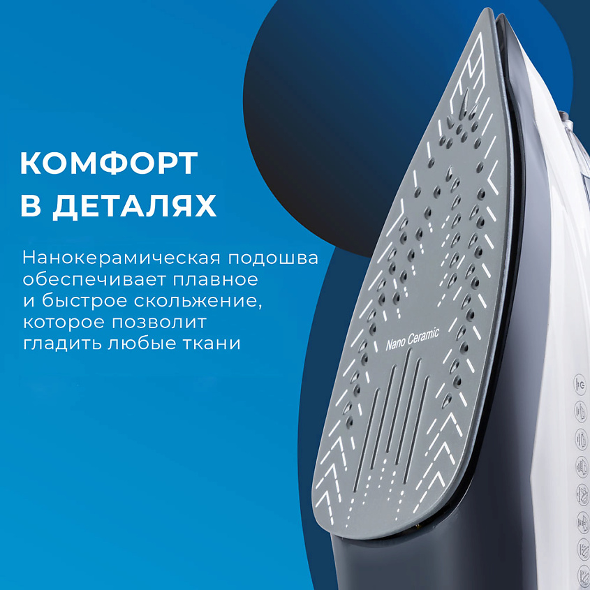 ENDEVER Утюг паровой с антипригарным покрытием – фото 4