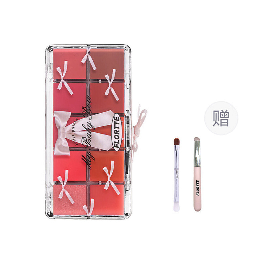 FLORTTE Палетка блесков для губ My Baby Bow Series 10-Color Jelly Lip Gloss Palette – фото 1