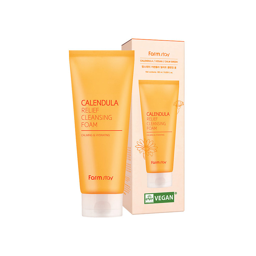 FARMSTAY Тонизирующая пенка для лица с календулой Calendula Relief Cleansing Foam – фото 1