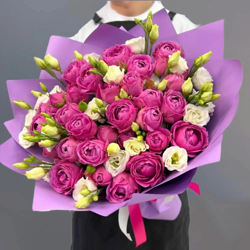 PINKBUKET Букет из пионовидных роз Misty Bubbles Eustoma – фото 2