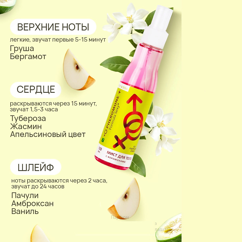 FORMULA SEXY Парфюмированный мист спрей для тела с феромонами №7 малина зефир сандал – фото 6
