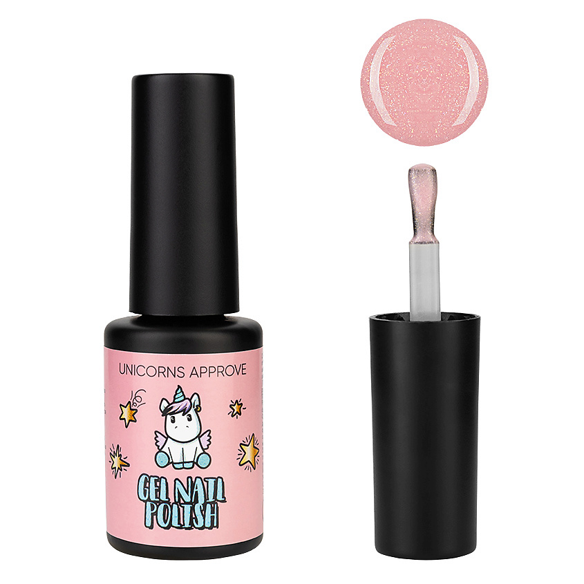 UNICORNS APPROVE Гель-лак покрытие Pastel Shades, № 004 Пыльно-розовая база с золотистым шиммером, 6 мл – фото 2