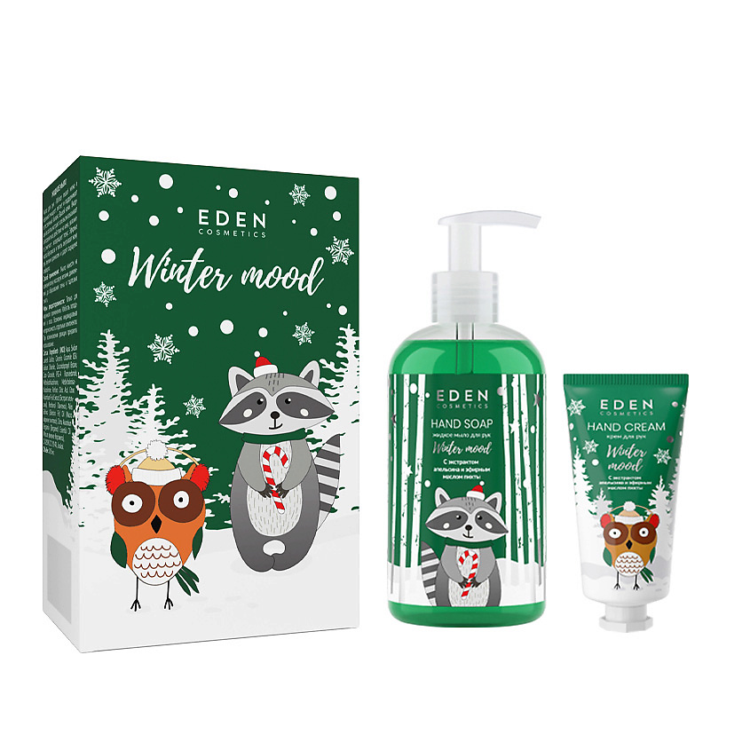 EDEN Подарочный набор новогодний Крем для рук + Жидкое мыло для рук Winter mood GREEN – фото 2